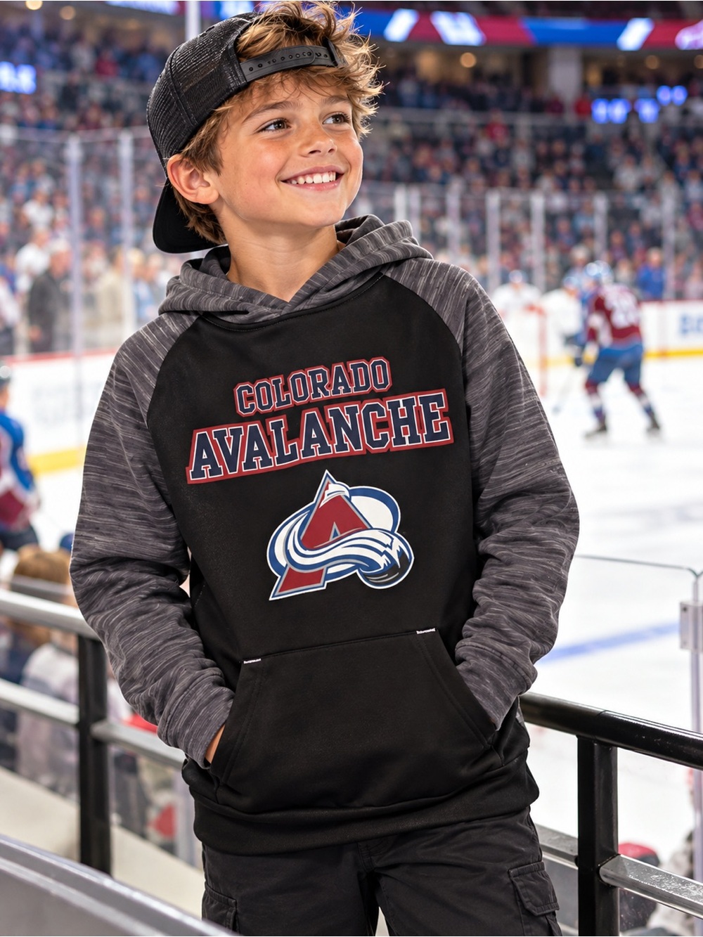 NHL Colorado Avalanche Black & Gray Hoodie for Kids